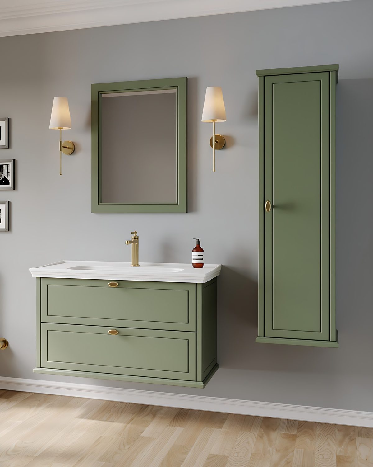 Creavit Antik yeşil banyo mobilyası