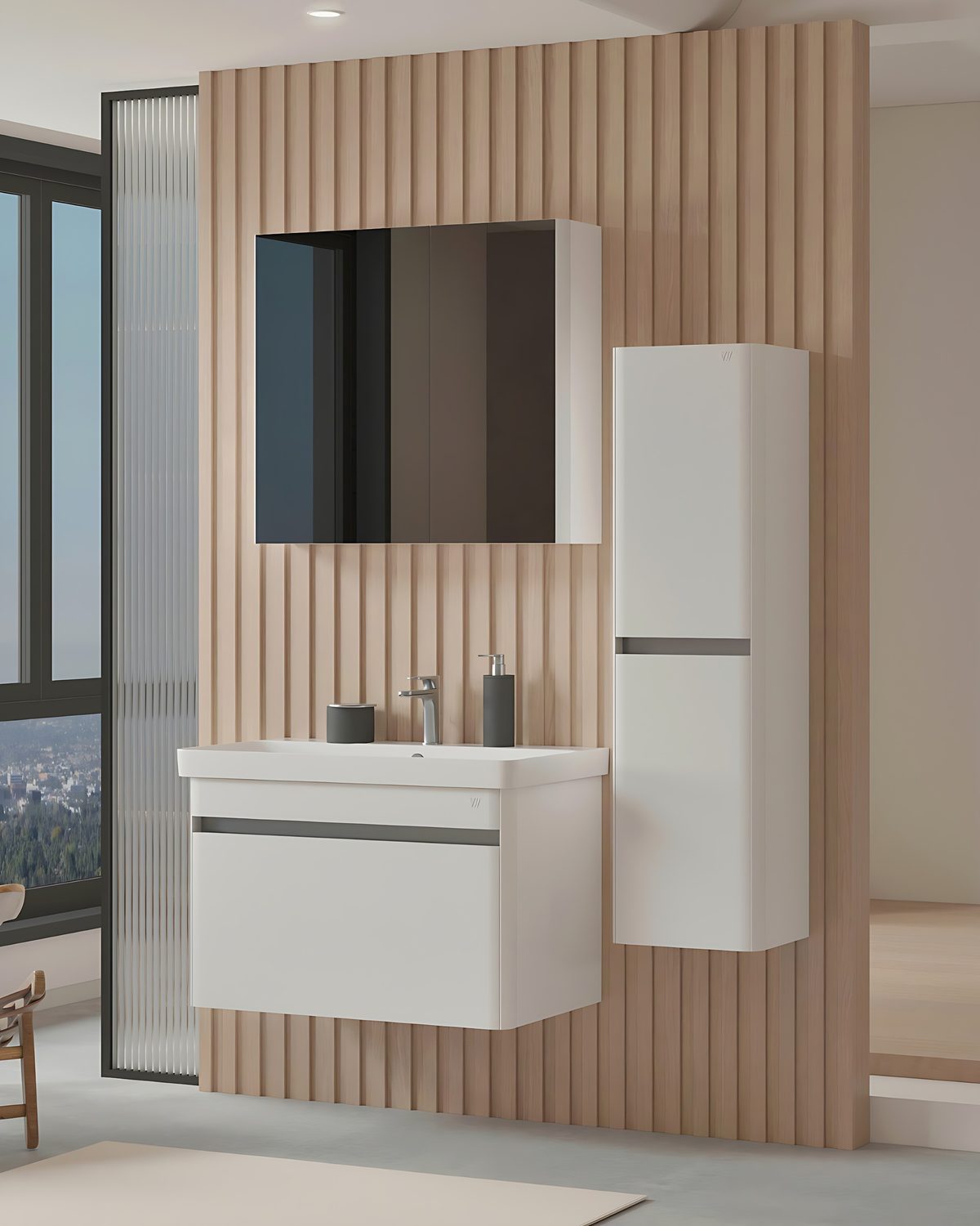 West Design Arden beyaz banyo mobilyası ve aynalı dolap